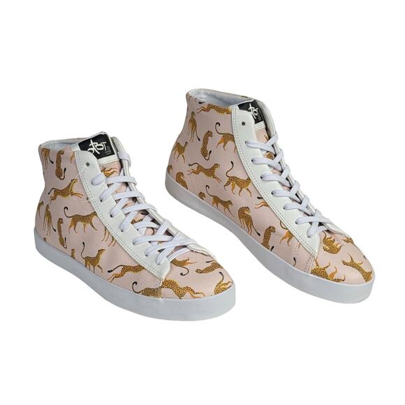 OTBT Women's Hologram Sneaker Cheetah SZ 9 Chic High Top NEW Pink Novelty Print - Picture 4 of 11